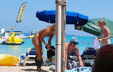 naked asian teen at public beach